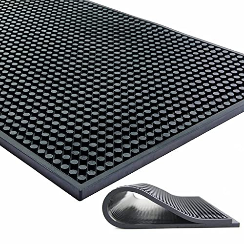 Large Size Thicker Bar Mat for Countertop,Dish Drying Mat, Coffee Bars, Tea Bar,Under Sink Storage Mat 12X24''( Black)