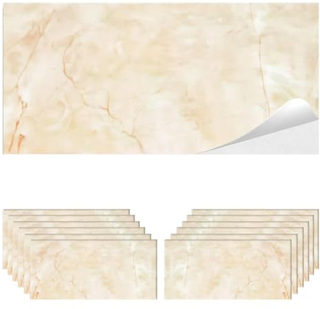 MAKA Piastrelle Adesive Muro PVC Cucina Bagno Camera da Letto Paraschizzi Mattonelle per Parete Marmo Pannelli Decorativi 3D in Finta Pietra Risoluzione Impermeabile (12 pezzi - 2.1mq, Marmo Chiaro)