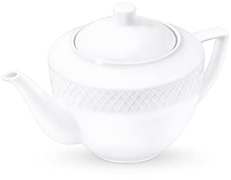 Wilmax - Théière anglaise classique - Cafetière - En porcelaine - Service à thé de haute qualité - Lavable au lave-vaisselle - Idéal en set - Coffret cadeau - Blanc - 900 ml