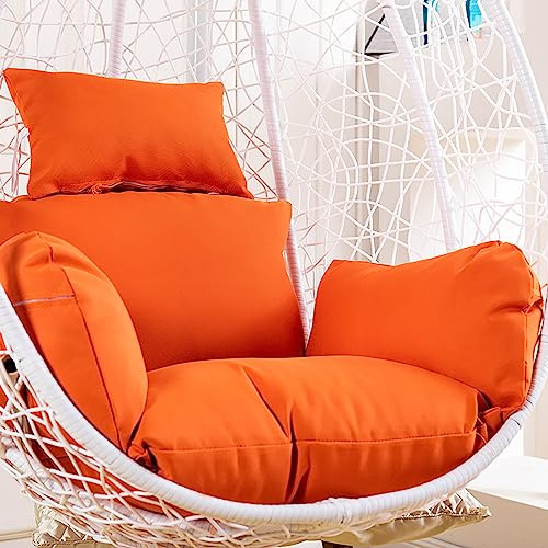 Coussin pour Fauteuil Oeuf Suspendu, Imperméable Siège de Chaise Rembourrage pour Patio Jardin, Balançoire Panier Suspendu Coussin de Siege, avec Appui-tête et ficelles pour Attacher(Color:Orange)