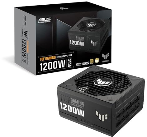 ASUS TUF Gaming 1200W Gold (1200 Watt, ATX 3.0 Compatible Fully Modular Power Supply, 80+ Gold Certified, Military-Grade Components, Dual Ball Bearing, Axial-tech Fan, PCB Coating, 10 Year Warranty)