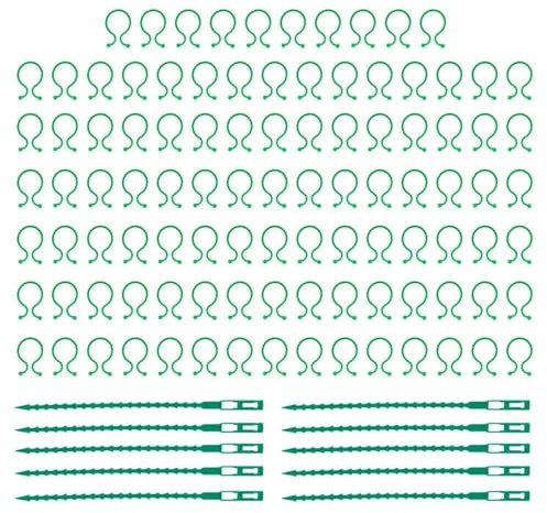 CWPFVQA 100 Pièces De Boucles pour Plantes, avec 10 Pièces De Sangles pour Plantes, Boucles De Fixation pour Plantes, Anneaux De Support pour Vignes, Outils De Jardinage