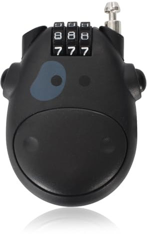 Zimoer Cable Lock with 3 Number Discs, Retractable 80cm Steel Cable, Lock for securing skis, Helmets, Strollers and Luggage, for Bicycles, Motorcycles, Scooters - Black