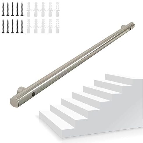 Geländer aus Edelstahl für Treppen, wandmontiertes Geländer für Sicherheit und Unterstützung, 2 m Handlauf für Deck Loft oder Stufen, Treppenhaus-Haltegriff mit Montagematerial, 30 x 600 cm Länge