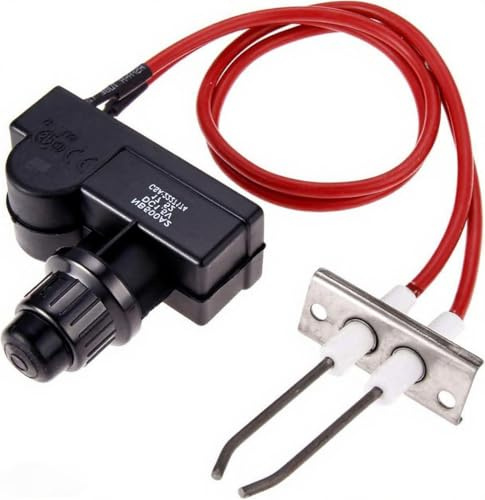 VISSQH 2 salidas Generador de chispas pulsador encendedor con 450 mm bujía Encendedor de batería AA para chimeneas de gas, hornos, calentadores y cocinas