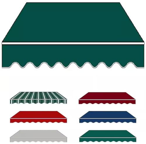 Tessuto di ricambio per tenda da patio retrattile, impermeabile, in poliestere verde, per ombrellone, finestre, porte, mercati, ristoranti, bar (dimensioni: 4 x 2,4 m)