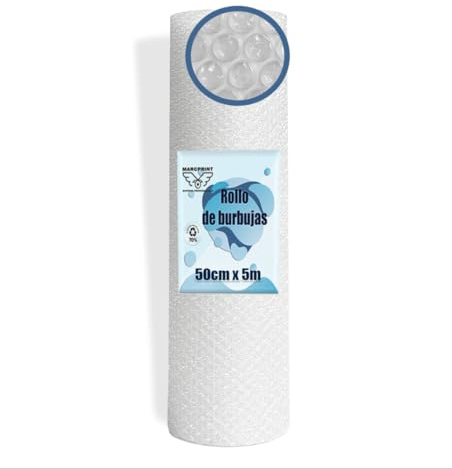MARCPRINT Rollo Burbujas Embalaje 50 cm Ancho x 5 m Longitud - Papel Burbujas Embalaje Perfecto para Mudanza, Envíos - Transparente