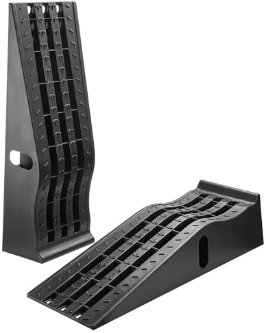 VEVOR Rampa di Carico per Auto, Altezza di Sollevamento 155 mm, Rampa per Sollevamento per Auto da Officina, Cambio Olio e Riparazione Camion, Ogni Pezzo Carico 1474 kg, Nero 2 Pezzi