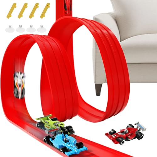 Juego de Pistas para Autos - Juguete de Pista de Carreras de 153.54x3.15 Pulgadas | Abs Race Car Set, Juego de Transporter, para niños, cumpleaños, Navidad, hogar, Viajes, Escuela, jardín de Infantes