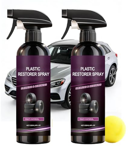 JASUBAI Plaståterställare för bilspray, svart plastbeslag restauratör, bilinteriör rengöring och balsam, mångsidig användning för (2 st)
