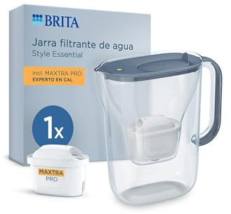 BRITA Jarra filtrante Style Essential XL (3.6L) incl. 1x MAXTRA PRO EXPERTO EN CAL | Compatible con la puerta del frigorífico, con indicador LED, filtra impurezas y metales