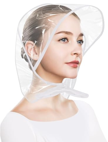 SelfTek 2 Pcs Rain Bonnet with Visor Clear Plastic Rain Hats, Waterproof Rain Scarf Pro-tect Hairstyle for Women Lady (Black)