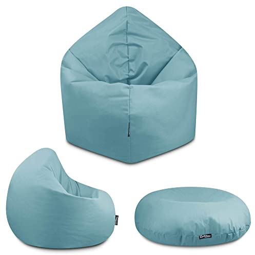 BuBiBag - 2in1 Sitzsack Bodenkissen - Outdoor Sitzsäcke Indoor Beanbag in 32 Farben und 3 Größen - Sitzkissen für Kinder und Erwachsene (100 cm Durchmesser, Hellblau)