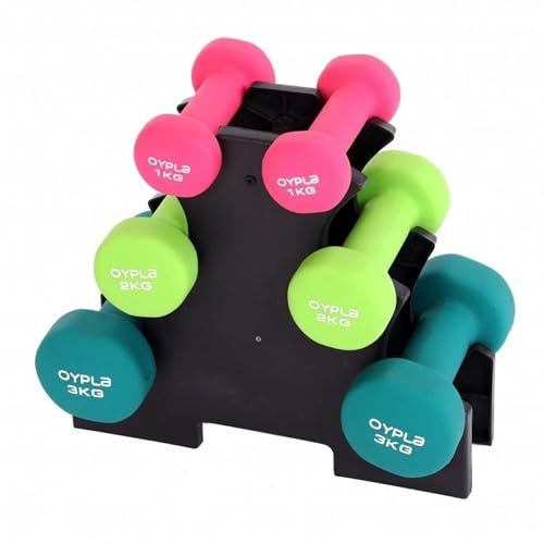 Oypla 12kg Neoprene Hand Dumbbell Workout Weight Set Including Stand