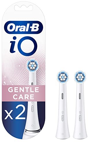 Oral-B iO Gentle Care Electric Toothbrush Heads Twisted & Angled Bristles for Deeper Plaque Removal, Pack of 2 Toothbrush Heads White