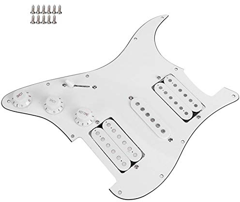 Gitarren Schlagbrett, Prewired Schlagbrett Loaded Pickguard mit Humbucker Tonabnehmer Set f?¡ì1r Ersatzteile f?¡ì1r E Gitarren(Wei?), E Gitarren Zubeh?r