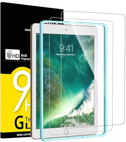 NEW'C Lot de 2, Protection Écran en Verre Trempé pour iPad Air 3 (10.5 Modèle 2019) et iPad Pro 10,5 2017, Film Protection écran - Dureté 9H Glass - Cadre d'installation inclus