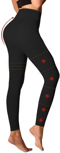 Medical Compression Pantyhose for Women 8-15mmHg, Graduated Support Footless Compression Tight, High Waist Circulation Compression Leggings, Comfort All Days, for Varicose Veins, Leg Pain(Black, M)