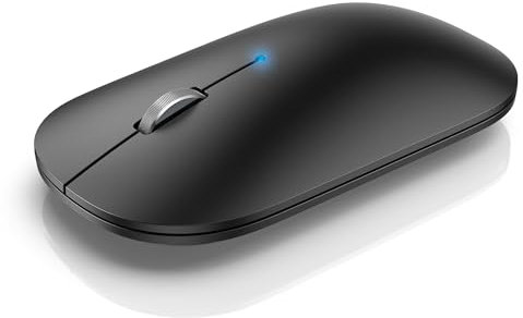TECKNET Wireless Mouse Ricaricabile - 4000DPI Bluetooth Portatile Multi-Dispositivo 2.4GHz, Silenzioso per Laptop, Chromebook, iPad, PC, Mac, Nero