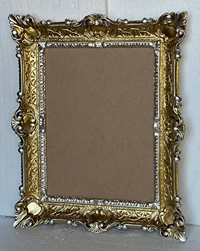 Cornice portafoto in oro anticato, rettangolare, 57 x 47 cm, cornice barocca, 30 x 40 cm, 3049G (oro argento)