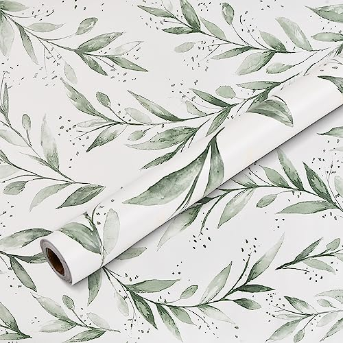 Vesaneae 300x44.5CM Pellicola Adesiva per Mobili, Rivestimento, Carta da Parati Camera da Letto, Bancone, Foglie Verdi, Adesivi Murali