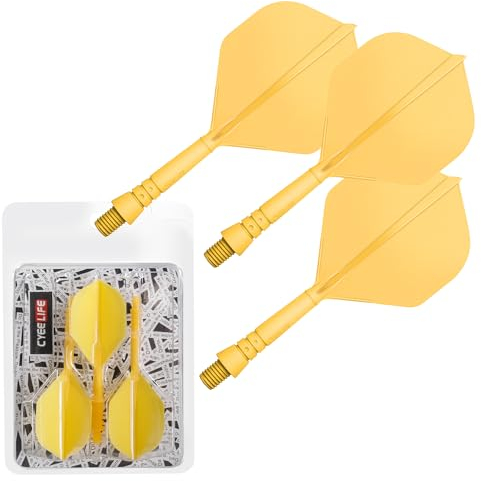 CyeeLife Dartschäfte und Dart Flights aus einem Stück Dartpfeile Zubehör Dart shafts und Flights,Dart zubehör,3er-Set (Gelb-2BA)