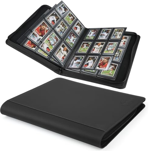 Toploader Binder,Toploader Hard Cases, 9-Pocket Pages Sleeves Hold up 288 Cards.Toploader Card Binder with Sleeves for “3×4” rigid，Card Holder(black)