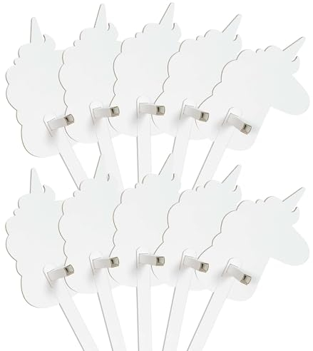 FOLDZILLA Steckenpferde 10er Set aus Pappe 115 x 40 x 25 cm Hobbyhorse Stockpferde - Einhorn weiß zum Bemalen und Bekleben
