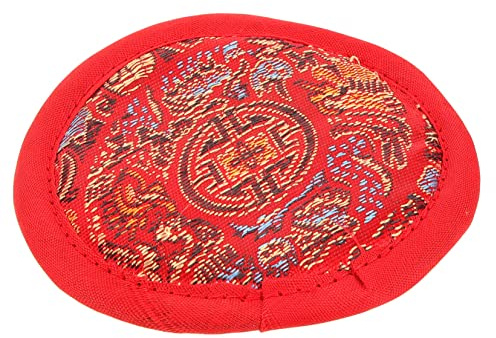 Rote Buddha Klangschalenmatte aus Stoff für Meditationsschale