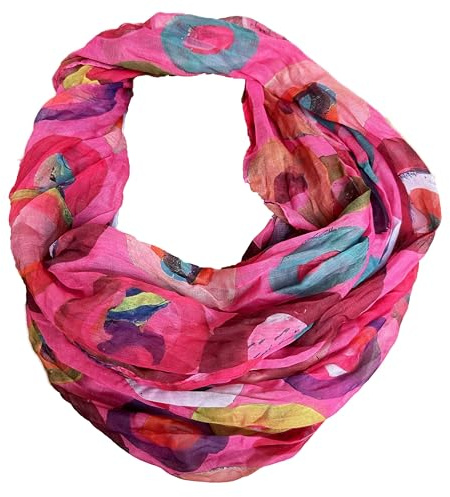 J26 Blommor mandala gradient silke sommar loop förlopp regnbåge silke enfärgad rund halsduk tubhalsduk halsduk lätt, Cirkel C rosa, 165 x 50cm