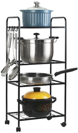 Organizador de estante de esquina de cocina para almacenamiento de ollas y sartenes, estante de 4 niveles con soporte para cacerola, organizador de sartenes para ahorrar espacio para cocina