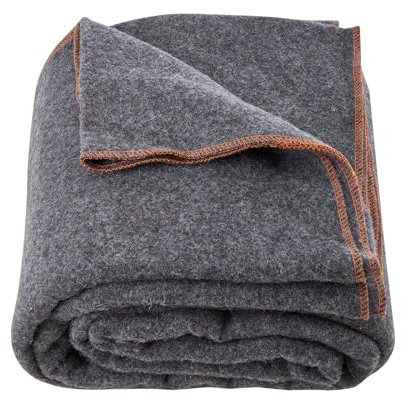 VEVOR Wool Camping Blanket, Large Warm Stadium Blanket, Waterproof & Windproof, Flame Retardant, Great for Outdoors, Picnics, Hiking, Sports Events, Travel, 64 x 88 (80% Wool), Light Grey