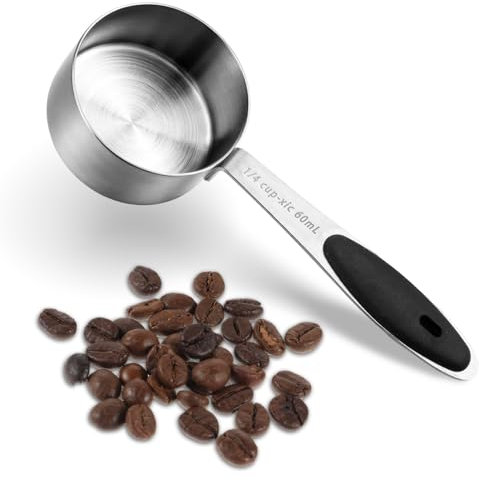 Sibba Cucchiaio da caffè da 60 ml Tazza di misurazione in acciaio inossidabile Cucchiai da caffè in metallo Strumenti di misura Bilancia Paletta Manico lungo Portatile Cucchiaio da tavola Bilancia da