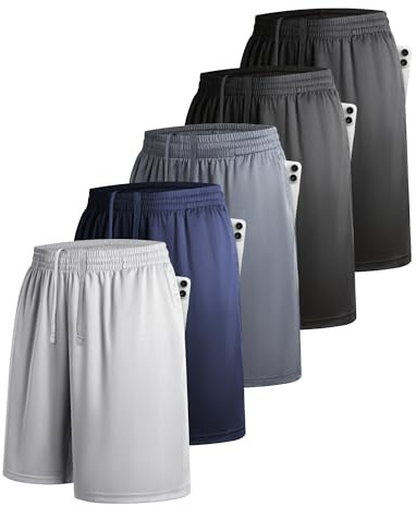 YOIOWVY 5er-Pack Sporthose Herren Kurz Sportshorts für Männer Athletische Shorts mit Taschen und elastischem Bund schnell trocknend Jogginghose Laufhose für Gym Basketball