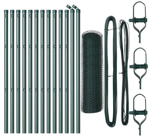 vidaXL Valla Hexagonal Verde 0.8 x 25 m de Metal Acero Tratado, Fácil de Montar, Ideal para Jardines y Patios, Seguridad y Privacidad