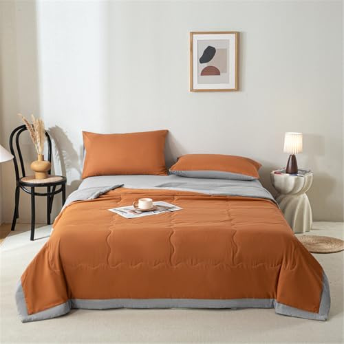 Odot Edredón Primavera Verano de Color Sólido - Edredones de Verano Cama 90 135 150 Edredón Nórdico Reversible Ligero Suave Colcha Transpirable Cubrecama para 4 Estaciones (Naranja,200x230cm)