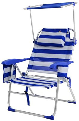 CREVICOSTA Quality Mark MARCAS DE CALIDAD Triton 2108 Chaise de Plage avec auvent et réfrigérateur intégré, 8 Positions (Marine)