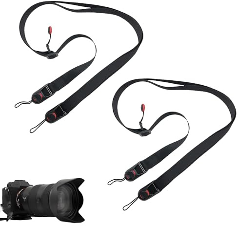 oooaooo 2 stycken kameraaxelrem, universell kamerarem snabbkoppling kamerarem med snabbkopplingssystem bärrem kameraband för upphängning för Slr Dslr digital eller spegellös svart