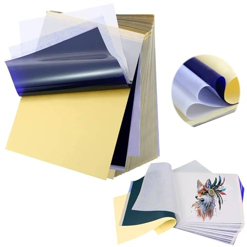 EMALLA 100 Fogli Carta Stencil Tattoo A4 Carta Ectografica Tattoo Transfer Paper per Artisti e principianti