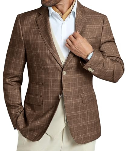 Suit Jacket for Men Lightweight Blazer 2 Button Sports Jackets for Men Coffee Blazers Mens S Plaid Blazer Slim Fit