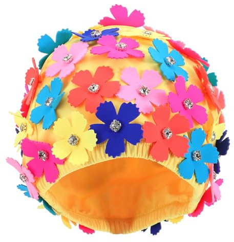Hohopeti Cuffia da Nuoto Donna Motivo Floreale Simulato a Petali, Cappello da Bagno Riutilizzabile Antiscivolo, Design Vintage Elegante per Piscina e Sport Acquatici