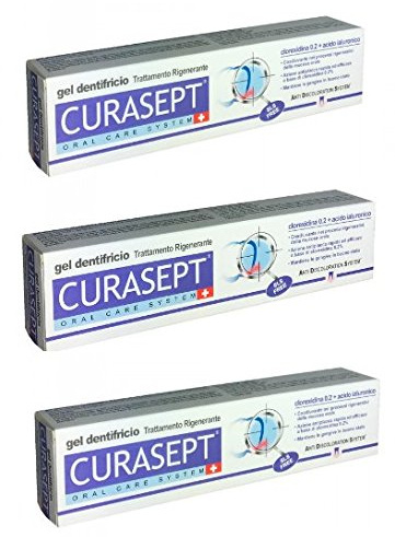 3 Curasept Gel Dentifricio Trattamento Rigenerante Clorexidina 0.2 + Acido Ialuronico