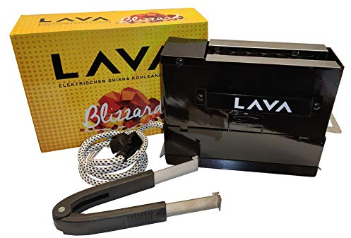 Lava Blizzard - Allume-charbon électrique pour chicha - Entièrement en métal - Design grille-pain avec câble résistant à la chaleur - Barbecue à charbon avec pince