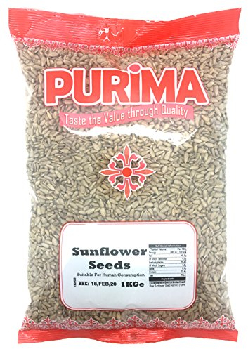 Sunflower Seeds 1kg - Ready To Eat - 100% Fresh Natural Whole Shelled Sun Flower Hearts Kernels 1 kg Bag - Quality Edible Seed - for Human Consumption – Unsalted Unroasted – Non GMO & Vegan PURIMA