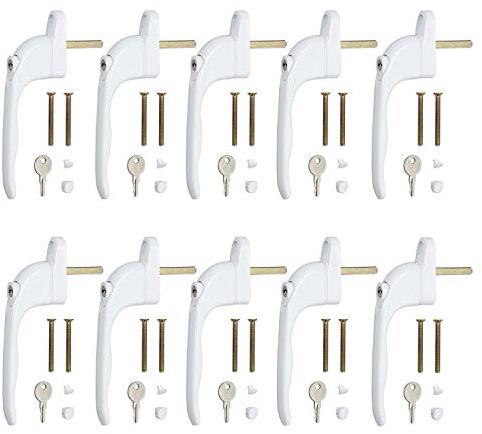 Neoteck 10 Pcs UPVC Window Handle, Double Glazing Universal Espag, White, 43mm