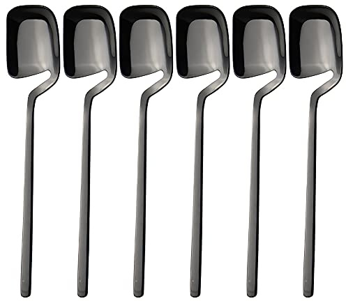IQCWOOD 5.6 Inch Espresso Spoons, 18/10 Stainless Steel Teaspoons, Black Demitasse Spoons for Dessert, Ice Cream, Sugar, Tea, Set of 6