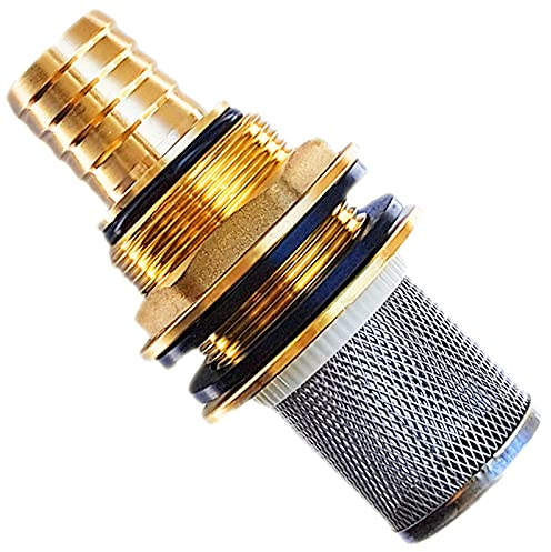 MegaHaustechnik Regentonnen Tank Durchführung Verschraubung Messing 3/4 AG für Loch Durchmesser 43mm + 3 Dichtungen + Schlauchtülle Außendurchmesser 25mm für 1 Gartenschlauch + Edelstahl Filter