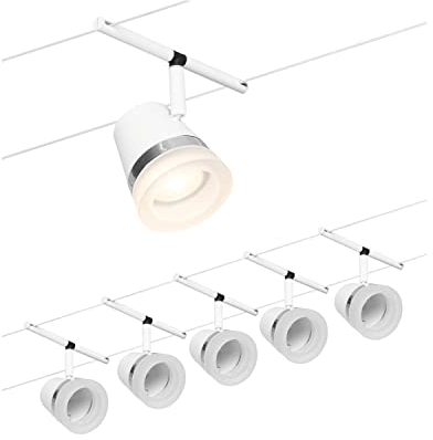 Paulmann 94461 CorDuo Seilsytem Set Cone DC max. 5x10 Watt erweiterbar Weiß matt Drahtseil Kunststoff GU5,3 Drahtseilsystem ohne Leuchtmittel