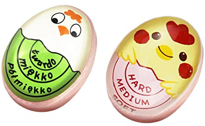 2 Piezas Temporizador de Huevos, Temperatura del Huevo Cocido, Temporizador de Huevos de Resina, para Cocinar en la Cocina(Dos Colores)