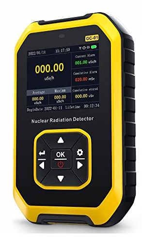 DEWIN Contador Geiger,GC01 Geiger Counter Detector De Radiación Nuclear Detector De Radiación Monitor De Radiación Portátil para Rayos X, γ Y β con Pantalla LCD,Alta Sensibilidad